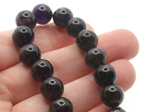 20 10mm Dark Purple Gemstone Beads Round Stone Beads to String Spacer Beads Jewelry Making Beading Supplies