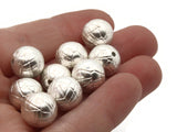 9 12mm Silver Patterned Round Beads Vintage Silver Plated Plastic Beads Jewelry Making Beading Supplies Shiny Metal Focal Beads
