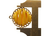 32mm Yellow Imitation Leather Wrapped Golden Alloy Pendant Round Pendants Round Charms Jewelry Making Beading Supplies