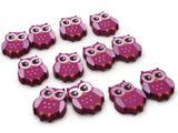 12 22mm Purple Beads Wooden Owl Beads Animal Beads Wood Beads Bird Beads Cute Beads Multicolor Beads Novelty Beads to String