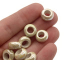 10 13mm Off White Beige Porcelain Rondelle Beads Large Hole Glass Beads Jewelry Making Beading Supplies Loose Ceramic High Luster Beads