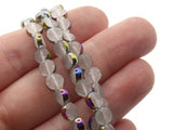 100 6mm Rainbow Rimmed Glass Beads Clear Flat Round Beads Coin Beads Window Beads Jewelry Making Beading Supplies