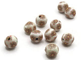 10 10mm White Brown & Yellow Flower Beads Polymer Clay Multi-Color Round Beads Ball Beads Jewelry Making Beading Supplies