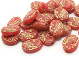 30 18mm Red and Gold Cameo Beads Plastic Flat Oval Beads Jewelry Making Beading Supplies Loose Beads Lightweight Acrylic Beads Smileyboy