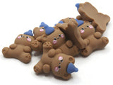 8 25mm Brown Bear Cabochons Flat Cabochons Kawaii Cabochons Cute Teddy Bear Cabochons Fun Cabochons Plastic Cabochons
