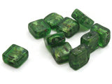 10 12mm Green Square Glass with Multi-Color Center Lampwork Glass Beads Jewelry Making Beading Supplies Loose Beads to String