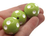 6 23mm Large Round Polka Dot Green Beads Acrylic Beads Ball Beads Big Beads Chunky Beads Seamless Beads Jewelry Making Beading Supplies