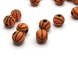 30 11mm Orange Basketball Beads Round Plastic Sports Beads Jewelry Making Beading Supplies Loose Beads to String