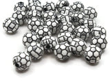 30 10mm Black and White Soccer Ball Beads Round Plastic Sports Beads Jewelry Making Beading Supplies Loose Beads to String