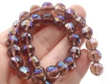 36 10mm Purple Faceted Round Beads AB Finish Full Strand Glass Beads Jewelry Making Beading Supplies