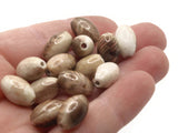 15 13mm Brown and Cream Plastic Beads Oval Beads Jewelry Making Beading Supplies Large Hole Beads