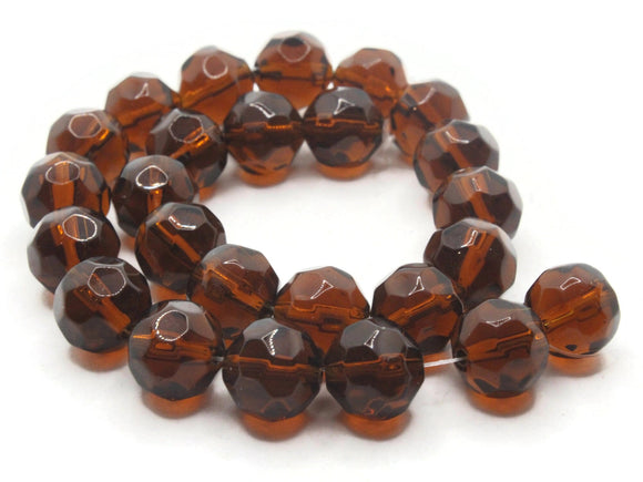 25 12mm Brown Faceted Round Beads Full Strand Glass Beads to String Jewelry Making Beading Supplies