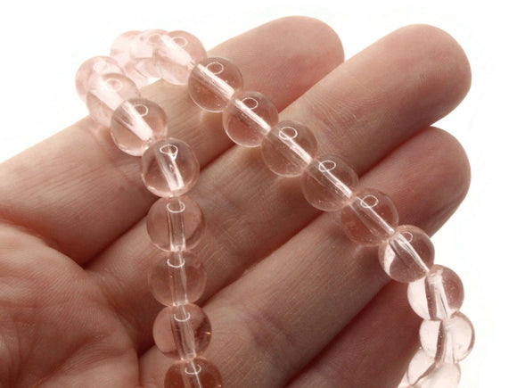 42 8mm Clear Pink Round Glass Beads Jewelry Making Beading Supplies Loose Beads to string Smooth Round Beads