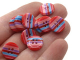 10 13mm Red Pink Blue and Purple Striped Resin Buttons Flat Round Plastic Four Hole Buttons Jewelry Making Beading Supplies Sewing Supplies