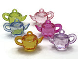 6 32mm Mixed Color Charms Teapot Charm Miniature Teapots Plastic Charms Mini Teapots Gumball Charms Pendants Tea Pots Assorted Charms