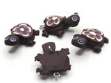 4 Purple Turtles with Flower on the Shell Turtle Charms Tortoise Links Beads Jewelry Making Beading Supplies Polymer Clay Turtle Beads