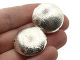 2 25mm Silver Plated Faceted Coin Beads Vintage Silver-Plated Plastic Beads Jewelry Making Beading Supplies Shiny Metal Focal Beads