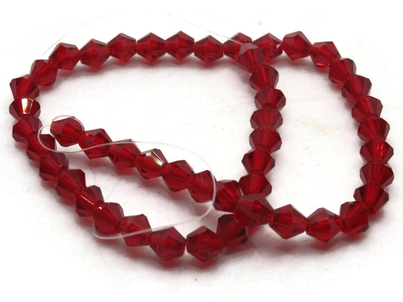 49 6mm Red Bicone Beads Glass Beads Jewelry Making Bead Strand Beading Supplies Full Strand