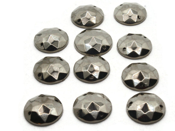 11 18mm Faceted Round Flatback Cabochons Silver Plated Plastic Sew On Cabochons Vintage Cabochons Jewelry Making Beading Supplies