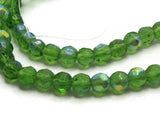 52 6mm Green Faceted Round Beads with AB Finish Jewelry Making Beading Supplies Loose Beads to String