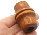 2 51mm Tube Beads Medium Brown Vintage Wood Beads Wooden Beads Large Hole Beads Chunky Beads Bamboo Cut Macrame Beads