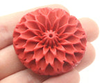 40mm Carved Cinnabar Flower Bead Lacquer Focal Bead Loose Red Bead Floral Bead Jewelry Making Beading Supplies Cinnabar Pendant