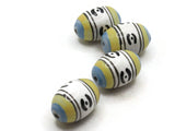 4 21mm Blue Yellow Black and White Beads Oval Beads Patterned Ceramic Beads Multi-Color Porcelain Beads Jewelry Making Beading Supplies