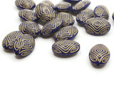 20 18mm Blue and Gold Striped Beads Plastic Flat Oval Beads Jewelry Making Beading Supplies Loose Beads Lightweight Acrylic Beads Smileyboy