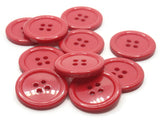10 22mm Red Buttons Flat Round Plastic Four Hole Buttons Jewelry Making Beading Supplies Sewing Notions