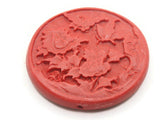 Carved Cinnabar Flower and Butterfly Bead Cinnabar Pendant Lacquer Bead Loose Red Floral Bead Jewelry Making Beading Supplies Focal Bead