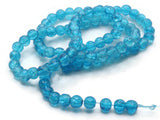 4mm Round Beads Deep Sky Blue Bead Crackle Glass Beads Cracked Glass Beads Smooth Round Beads Full Strand Turquosie Blue Beads