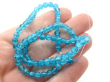 4mm Round Beads Deep Sky Blue Bead Crackle Glass Beads Cracked Glass Beads Smooth Round Beads Full Strand Turquosie Blue Beads