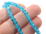 4mm Round Beads Deep Sky Blue Bead Crackle Glass Beads Cracked Glass Beads Smooth Round Beads Full Strand Turquosie Blue Beads