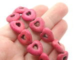 27 15mm Pink Heart Beads Dyed Synthetic Turquoise Beads Stone Beads Puffed Heart Beads Love Heart Beads Jewelry Making Beading Supplies