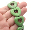 18 25mm Green Heart Beads Dyed Synthetic Turquoise Beads Stone Beads Puffed Heart Beads Love Heart Beads Jewelry Making Beading Supplies