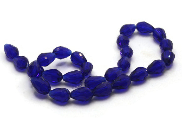 29 12mm Shiny Blue Glass Beads Teardrop Beads Jewelry Making Beading Supplies Loose Beads
