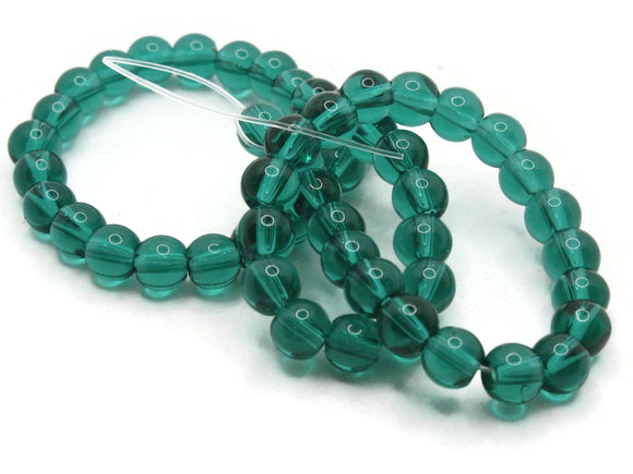 54 6mm Green Smooth Round Beads Glass Beads Jewelry Making Beading Supplies Loose Beads to String