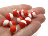 12 10mm Orange and White Vintage Lucite Round Beads Two Tone Plastic New Old Stock Loose Ball Beads Jewelry Making Beading Supplies