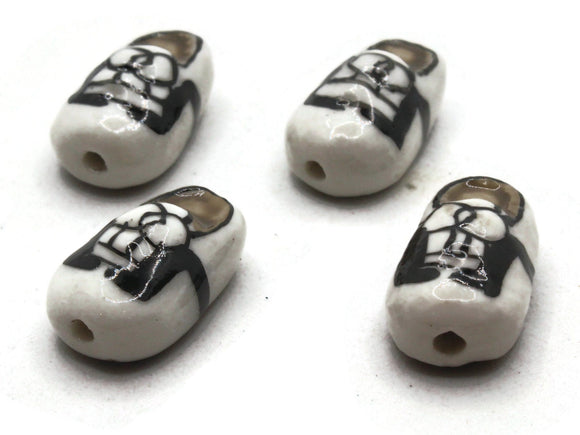 Porcelain Black and White Tennis Shoe Beads Sneaker Beads Porcelain Glass Beads Loose Beads Miniature Beads Jewelry Making Beading Supplies