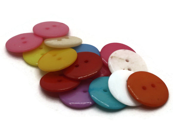 50 11mm Clear Light Pink Flat Round Plastic Two Hole Buttons