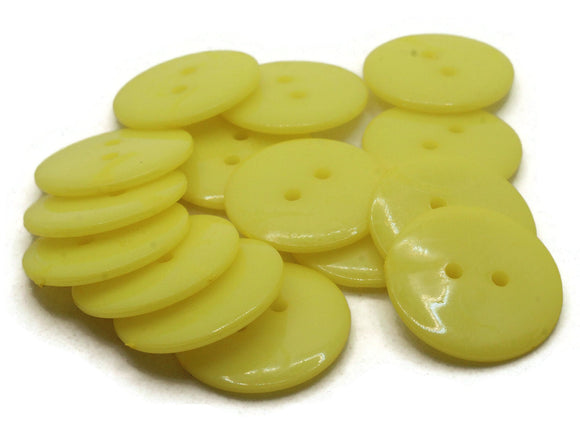 15 24mm Yellow Buttons Flat Round Plastic Two Hole Buttons Jewelry Making Beading Supplies Sewing Notions