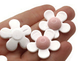 8 27mm Flower Beads White and Pink Daisy Plant Beads Large Plastic Beads Acrylic Beads to String Jewelry Making Beading Supplies