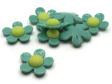 8 27mm Flower Beads Green and Yellow Daisy Plant Beads Large Plastic Beads Acrylic Beads to String Jewelry Making Beading Supplies