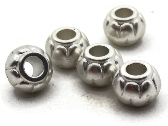 5 11mm Bumpy Rondelle Beads Silver Plated Plastic Beads Vintage Beads Jewelry Making Beading Supplies Large Hole Loose Beads European Beads