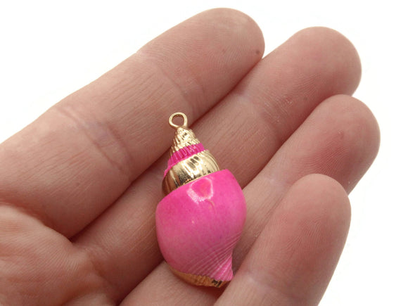 Pink and Gold Spiral Seashell Bead Large Pendant Beach Charm Shell Charm Jewelry Making Beading Supplies