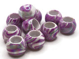 10 17mm Large Hole Beads Macrame Beads Purple Marbleized Beads Jewelry Making Beading Supplies Round Beads Plastic Ball Beads