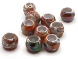 10 17mm Large Hole Beads Macrame Beads Orange Marbleized Beads Jewelry Making Beading Supplies Round Beads Plastic Ball Beads