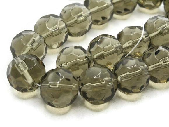 25 12mm Gray Glass Beads Faceted Round Beads Full Strand Glass Beads Jewelry Making Beading Supplies