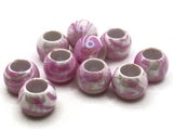 10 17mm Large Hole Beads Macrame Beads Pink Marbleized Beads Jewelry Making Beading Supplies Round Beads Plastic Ball Beads