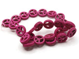 26 15mm Pink Peace Symbol Gemstone Beads Dyed Beads Synthetic Turquoise Stone Beads Jewelry Making Beading Supplies